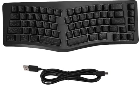 Plyisty Clavier Ergonomique en Forme De V, Clavier De Jeu Mécanique Filaire À 69 Touches, Rétroéclairé RGB, USB Plug & Play pour Ordinateur Portable, Bureau Et Jeux
