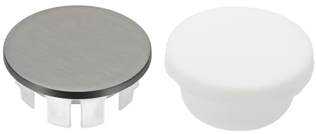 sourcing map 2Pcs Sink Overflow Ring, Universal Sink Overflow Drain Cover, Insert in Hole Single Layer Cap Round Caps for Bathroom Kitchen Basin Wash Basin, Gunmetal Gray/White
