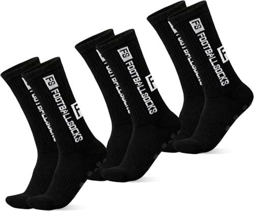FWHFNB 3 Pares Calcetines Deportivos Antideslizantes,Calcetines de fútbol Hombre y Mujer,39-46 Calcetines Antideslizantes Futbol,para Fútbol,Running,Entrenamiento (Negro)