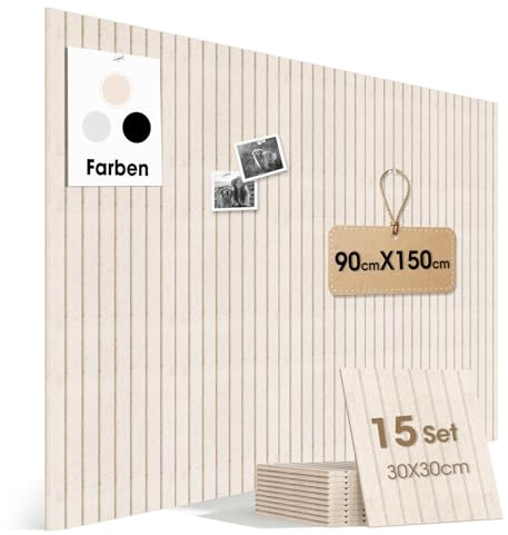 Filttavla med ljudisolering, stor 150 x 90 cm, alternativ till korkbräda, fotovägg och visionstavla med ljudisolering, ljudisolerande bräda, skola och barnrum, ljus kamel