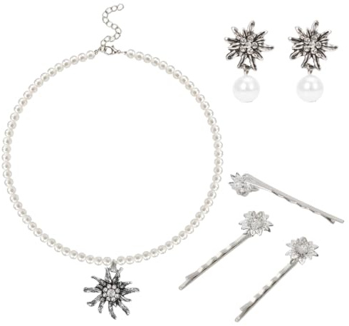Capaneus Trachtenschmuck Damen, Oktoberfest Accessoires Dirndl Schmuck Trachtenkette Damen, Oktoberfest Bierfest Trachten Schmuck Accessoires