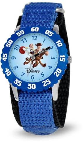 Disney by Ewatchfactory Kids Toy Story Quarzuhr mit weißem Zifferblatt und blauem Nylon-Armband W000061