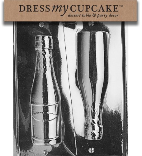 Dress My Cupcake DMCAO042SET Chocolate Candy Mold, Large Champagne Bottle, Set of 6