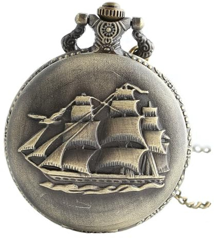 Infinite U Voilier Antique/Navires de Guerre/Bateau de Pirate Grand Montre de Poche Quartz Chiffres Arabes