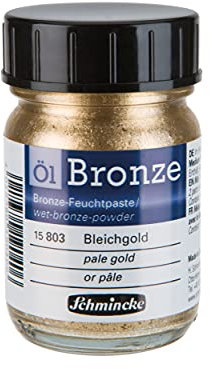 Schmincke - Bronze à l'huile, or pâle, 50 ml, 15 803 024, pour des effets métalliques aux reflets argentés sur des tableaux à l’huile ou autres supports pré-apprêtés, comme p. ex. bois, métal ou plâtre