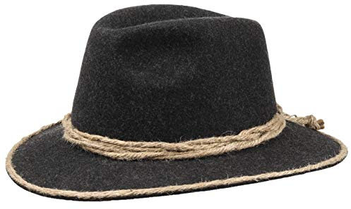 Hutshopping Almhut Wollfilz Tiroler Trachtenhut mit Kordelrand Oktoberfesthut (61 cm - anthrazit)