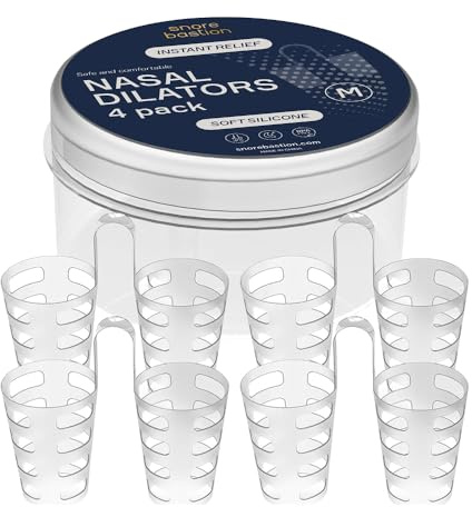 Snore Bastion Nasal Dilators for Sleeping - 4 Medium (M) Anti Snoring Nose Vents - Soft Silicone Snore Stopper - Snoring Solution - Nasal Cones to Stop Snoring