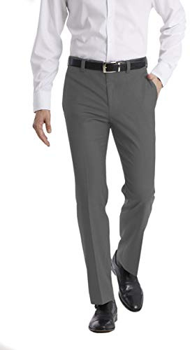 Calvin Klein Men's Modern Fit Dress Pants | Suit Pants for Men | Performance Stretch Fabric, Flat Front, Ready-to-Wear, Multiple Colors | Medium Grey 34/30