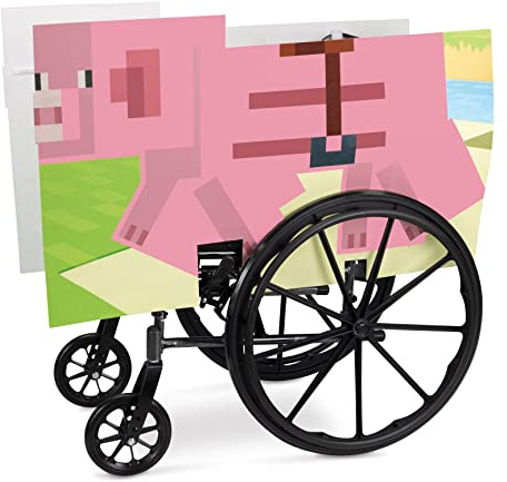 Disguise Minecraft Pig Housse de Fauteuil Roulant Adaptable pour Enfant Costume Officiel Minecraft pour Fauteuil Roulant