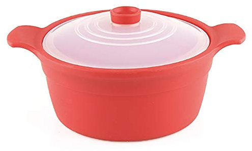 Vaporiera in silicone per microonde con manico e coperchio, adatta a microonde, lavastoviglie e forno fino a 250 °C, facile da pulire, prodotta in Corea (1,2 l, 5 tazze), coperchio trasparente)
