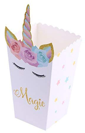 STOBOK Scatole Popcorn Unicorno 12 Pezzi Contenitori Carta Resistenti Agli Oli Per Festa Compleanno Bambini Snack Box Per Dolci Caramelle Popcorn 5.71X3.15X8.27In