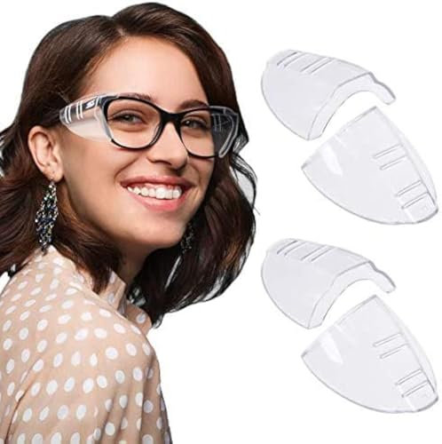 RMENOOR Lot de 2 Protections Latérales pour Lunettes de Sécurité, Écrans Latéraux pour Lunettes de Sécurité -Transparentes en TPU Ant UV - Protection des Yeux pour Travail, Sport et Loisirs