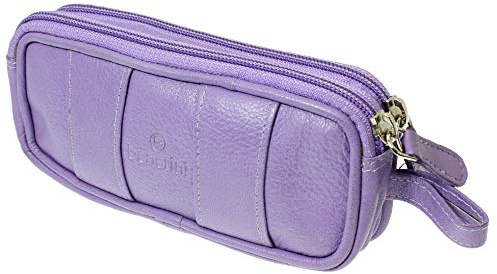 benerini Soft Purple Goat Leather Double Spectacle Glasses Case with Belt Loops - Key Ring Loop
