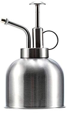 Meiyum Dicker 304 Edelstahl Metall Pflanzensprüher Mehrfarbige Metallgießkanne mit rundem Griff, 300 ml Sprühflasche für den Außenbereich, Rostschutz-Pulverbeschichtung – Silber