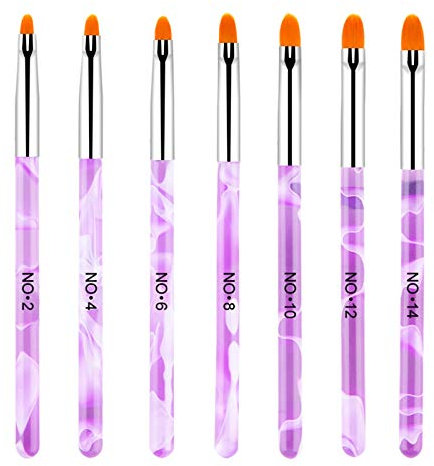 Hanyousheng 7 Stück UV Gel Pinsel Gelnägel für Nägel, UV-Gel, Acryl,Nagel pinsel, Nagelgel Pinsel,Pinselset Teilig für Nailart