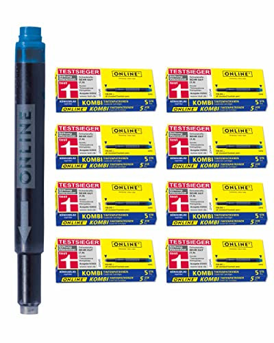 ONLINE 40x kompatible LAMY Patronen blau, auch für Pelikan, Stabilo etc, Universal Tintenpatronen, Füller Patronen, löschbar, für Füllhalter & Tintenroller, Vorteilspack königsblau