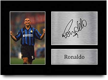 HWC Trading A4 Ronaldo Inter Milan Gifts gedrucktes signiertes Autogramm Bild für Fußballfans und Fans