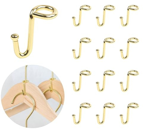 Koobay Kleiderbügel, 36 Stück, stabile Aufhänger, goldfarben, Metall, Outfit-Kleiderbügel, Verlängerungs-Clips, Mini-Haken