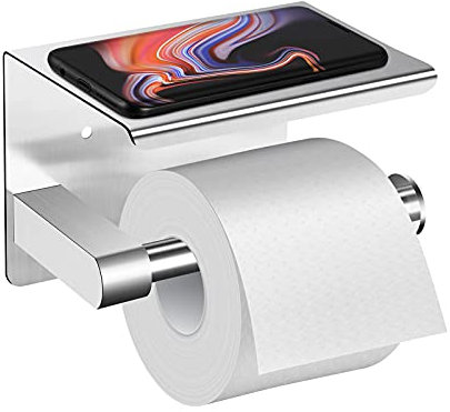 Toilettenpapierhalter Ohne Bohren mit Ablage, ASOFTY Selbstklebend Klopapierhalter Gebürstet Edelstahl, Klorollenhalter WC Papier Halterung Wandmontage für Küche und Badzimmer
