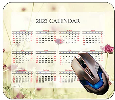 Spelmusmatta 2023 års kalender med semester, blomblad ljusa musmattor med sydda kanter