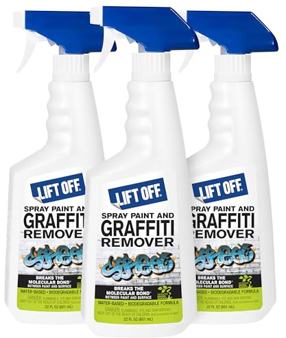 Motsenbocker's Lift Off 41101-3PK Spray Paint and Graffiti Remover – Removes Spray Paint, Acrylic, and Enamel – Safe for Wood, Metal, Concrete, Plastic – Water-Based Formula – 22 Fl Oz (Pack of 3)