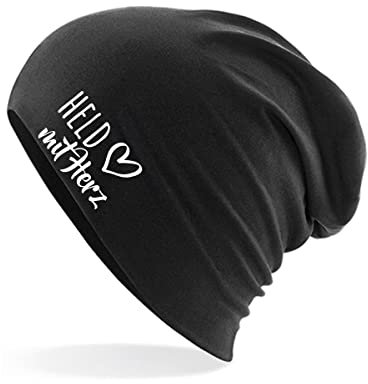 Huuraa Beanie Held mit Herz Geschenk Black Held Präsent