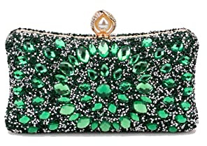 CORIOS Strass Clutch für Damen Shiny Abendtasche Diamant Clutch Tasche Kette Schultertasche Elegante Umhängetasche Klein Tasche für Hochzeit Bankett-Party Abschlussball Grün