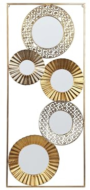 Decorazione murale retrò con specchi d'arredo 39 x 90 cm metallo oro