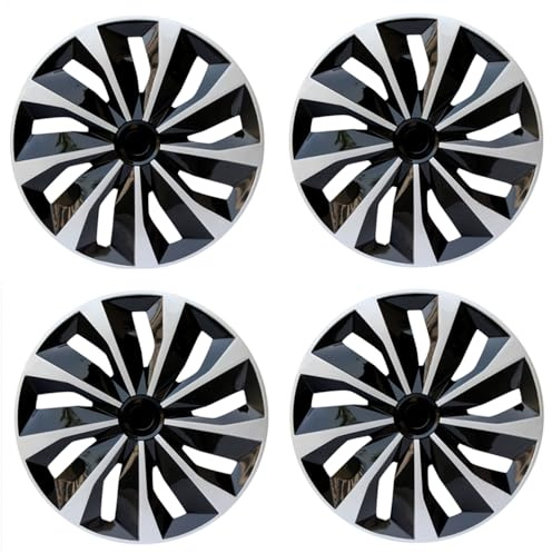 Hubcaps Wheel Covers Replacement R14 Size Hub Cap Universal-Fit Steel Wheel Rim Caps ABS Tire Cover Snap on Most Car Truck SUV Sedan -Set of 4（14-inch，Silver-Black）