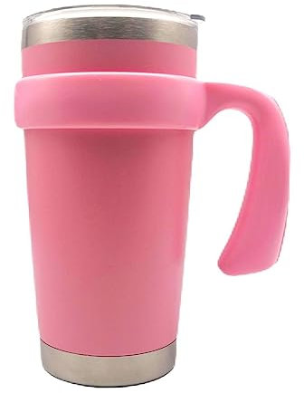 Mango de vaso de 590 ml, antideslizante, soporte de taza de viaje para vasos aislados al vacío, adecuado para Trail, Sic, Yeti Rambler, Ozark y más vasos de 20 onzas (rosa)