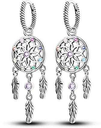 Parmuz 925 Sterling Silber Star Dangle Hoop Ohrringe für Frauen klobiger Drop -Hoop -Ohrringe Lebensbaum für immer Ohrring -Set Mode Schmuck Geschenk