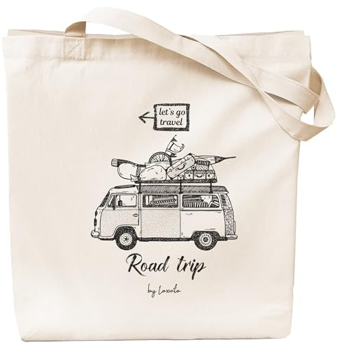 Loxato Jutebeutel Good Vibes Bedruckt - Stofftasche - Einkaufstasche Damen | Stoffbeutel, Baumwolltasche 100%, Canvas-Stoff 220 g/m2, Lange Henkel 70cm, Tragetasche, Spruch Motiv