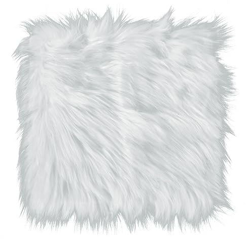 Sibba Quadrat Kunstpelz Teppich Mini Flauschigen Weichere Matte Für Jungen Mädchenzimmerdekoration Weichere Matte Für Schminktisch Stuhl Kleiner Weicher Plüschteppich Für Schlafzimmer Wohnzimmer Weiß