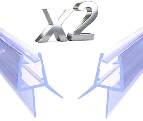 2 Pz. Guarnizione Vetro Box Doccia SottoPorta, Profilo Orizzontale 100 cm Vetro Doccia, Guarnizioni Spessore Vetri 6/8 mm, NO PORTE CURVE, Acqua Interno, Incastro Pressione Universale.