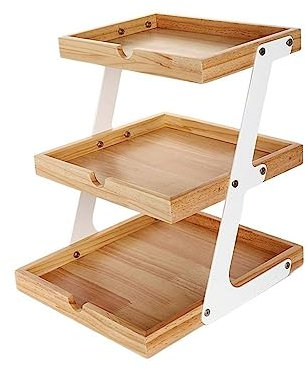 Kuchenständer ServierStänder Brot- und Kuchenregal, dreilagig, großes Fassungsvermögen, Obst- und Snack-Lagerregal, Heimdekoration, Laden-Display, Holzregal Tortenständer (Color : White, Size : 50cm