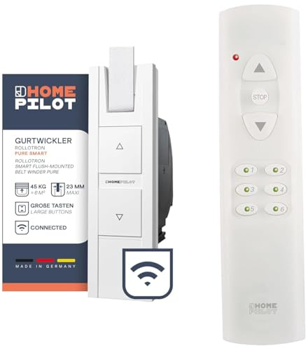 HOMEPILOT - RolloTron pure smart & - Fernbedienung smart 6 Gruppen | Fernbedienung für die einfache Steuerung von bis zu 48 Smart Home Geräten in 6 Gruppen. Geeignet als Lichtschalter