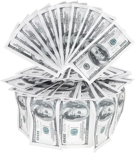 50 Stück Essbare 100 Dollar Bill Bild Tortendeko Waffelpapier Gefälschtes Geld Kuchen Deko Baby Shower Dollar Kuchenaufstecker Geburtstag Jubiläum Kuchen Dekoration Party