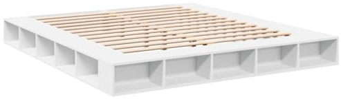 vidaXL Sängram vit 200x200 cm konstruerat trä, säng, förvaringssäng, dubbelsängram, dubbelsäng, sovrumsmöbler, sängbotten, säng med låda, sängplats
