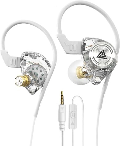 Yeabomy Ak3file, auricolari in-ear cablati per gaming, bassi profondi, cuffie in-ear HiFi con driver dinamico 1DD da 10 mm, cavo rimovibile IEM per musica, videogiochi, videochiamate (bianco)