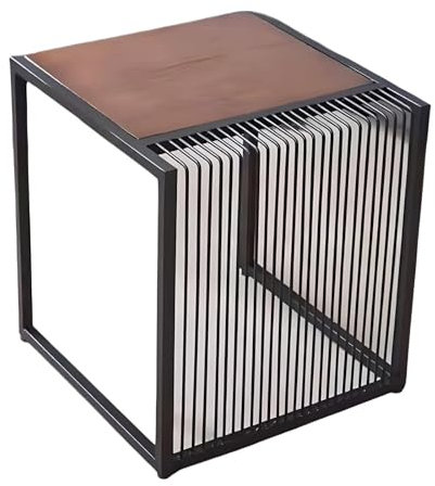 Eiauiuo Couchtisch Quadratische Satztische oder Allein Industrielles Design Beistelltisch aus Holz Desktop und Schwarz Metall Rahmen Retro Sofatisch Nachttisch(Color:Vintage-Braun,Size:45x45x50cm)