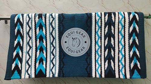 EQUIGEAR Western Ranch Horse Satteldecke aus neuseeländischer Wolle, Western-Design, handgefertigte Satteldecke, Wollpolster, Sensor Flex (Anpassung möglich) AQ124 (34 x 33)