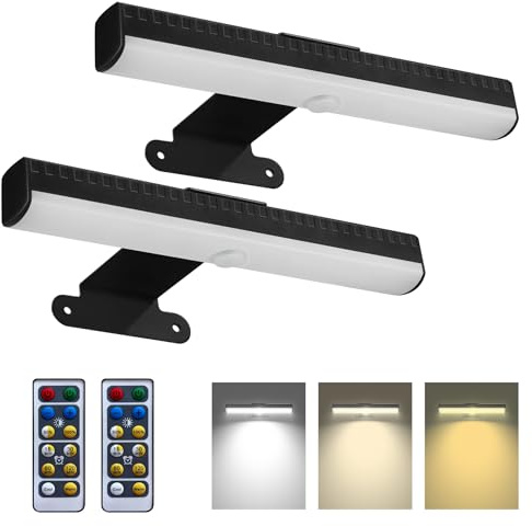 2 PACK Picture Light for Painting Battery with Remote on Wall in Bedroom Living Room, 3Lighting for Wall Art Pictures Posters,Dimmable Timer Set Display Accent Light for Frame Dart Gallery Portrait