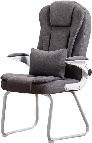 Bürostuhl, Gaming-Stuhl, Computerstuhl, Bürostuhl, Gästestuhl ohne Räder, PU-Leder, Wartezimmerstühle, bequemer Konferenzstuhl mit Armlehnen, modernes Esszimmer (Größe: 53 x 48 x 109 cm, Farbe: Grau