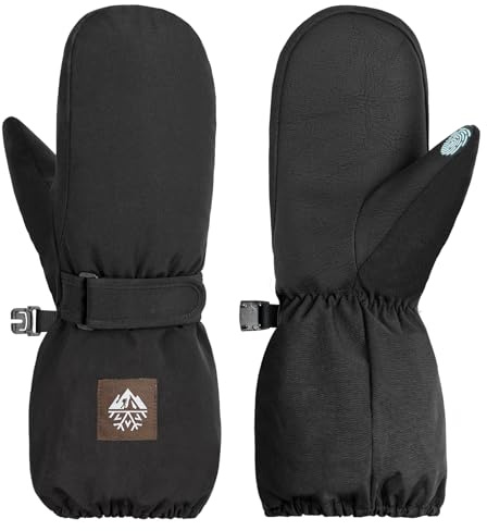 RIGWARL Kids Mittens Waterproof Insulated, Warm Snow Mittens Kids for Boys Girls Cold Weather, Windproof Kid Snow Winter Gloves for Snowboarding Sledding Ice Skating Alaska Cruise Snowball Fight