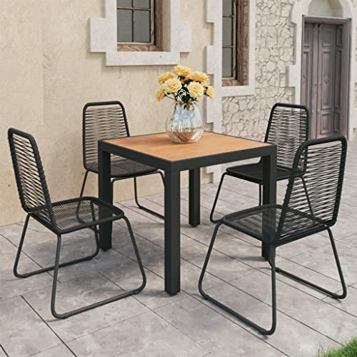 LXYZWRW Gartenmöbel-Set, 5-teilig, PVC, Rattan, Schwarz und Braun, Gartenmöbel-Sets