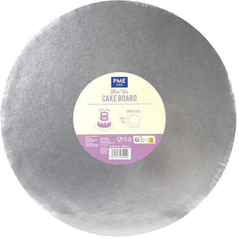 PME Cake Board redonda para Tarta con bordes lisos, Plata (12 / 30cm)