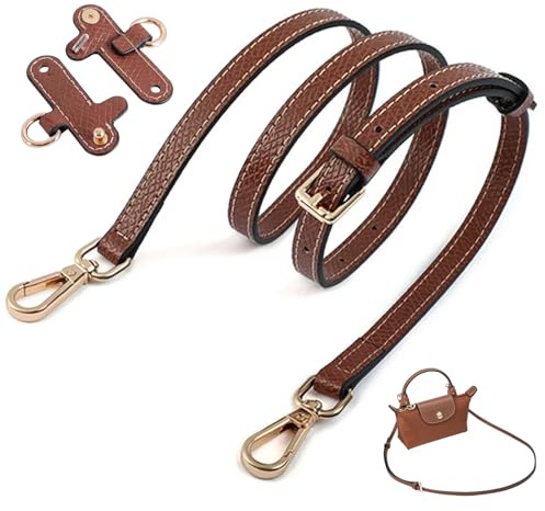 HVIERO Schultergurt für Longchamp Tasche Damen, Schulterriemen für Taschen mit 2 Stück Schultergurtadapter, Verstellbar Schultergurt für Taschen, Schulterriemen Leder für Minitaschen