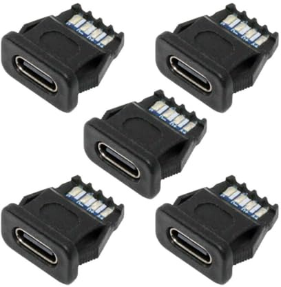 chenyang Confezione da 5 connettori USB C fai da te, USB C 6 Pin PD 65 W ricarica montaggio rettangolo femmina presa porta riparazione adattatore saldatura di ricambio