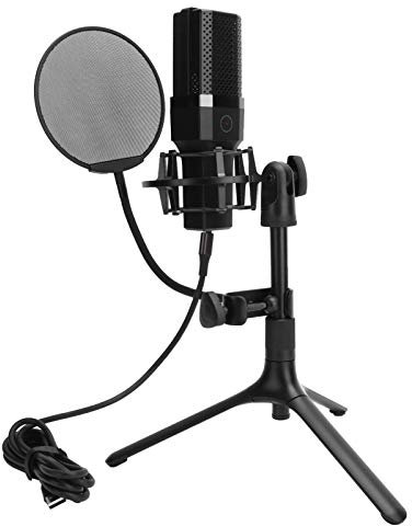 UHJKLA Micrófono de Condensador cardioide Micrófono cardioide USB Profesional Micrófono de grabación para computadora con Soporte a Prueba de Golpes