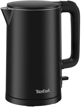 Bouilloire électrique TEFAL Thermo Protect, Safe to Touch, 1500W, Noir et intérieur inox, KO1408E0